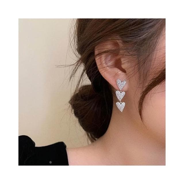 🎗飾間首飾鋪 長版項鍊石愛心流蘇耳環女小眾設計感耳環氣質高級耳環耳飾