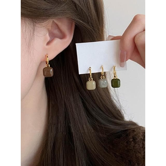 🎗飾間首飾鋪 輕奢高級感滴釉幾何方糖耳環氣質耳環時尚獨特耳環耳飾