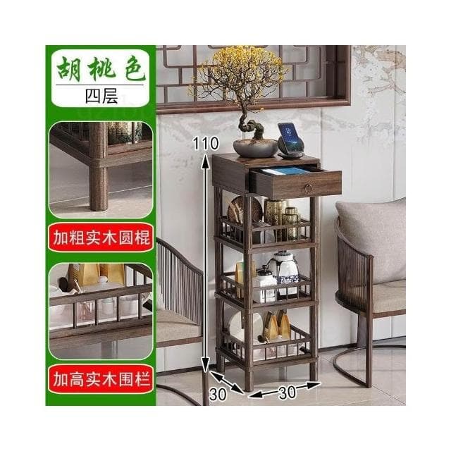 新中式花架 禪意置物架 落地花臺架 室內擺放花架 客廳花幾 盆栽展示台 帶抽花架桌 楠竹仿古植物台