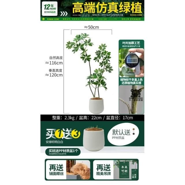 仿真綠植鴨腳木  仿真樹 仿生植物 高端輕奢擺件 盆栽擺件 簡約現代擺件 大型室內落地擺件
