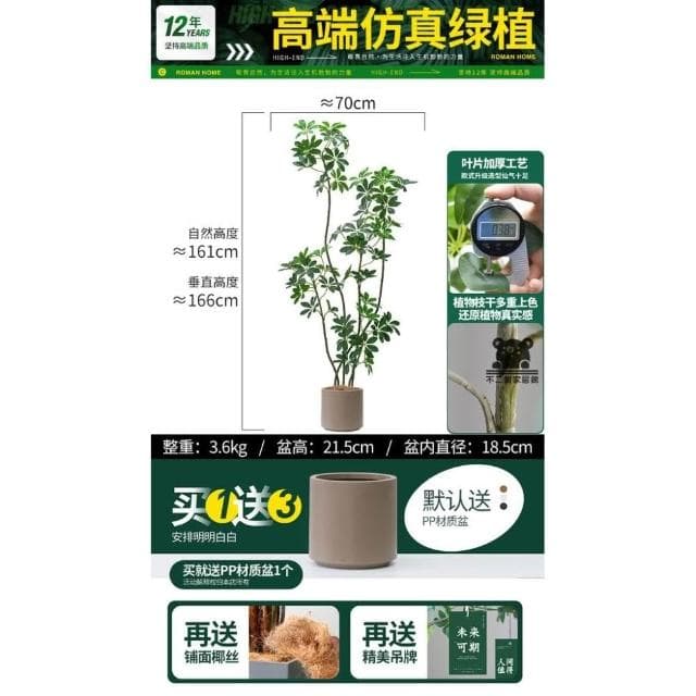 仿真綠植鴨腳木  仿真樹 仿生植物 高端輕奢擺件 盆栽擺件 簡約現代擺件 大型室內落地擺件