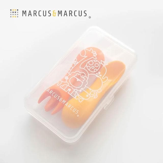 【MARCUS&MARCUS】動物樂園寶寶手握訓練叉匙收納盒|餐具收納盒 麗兒采家