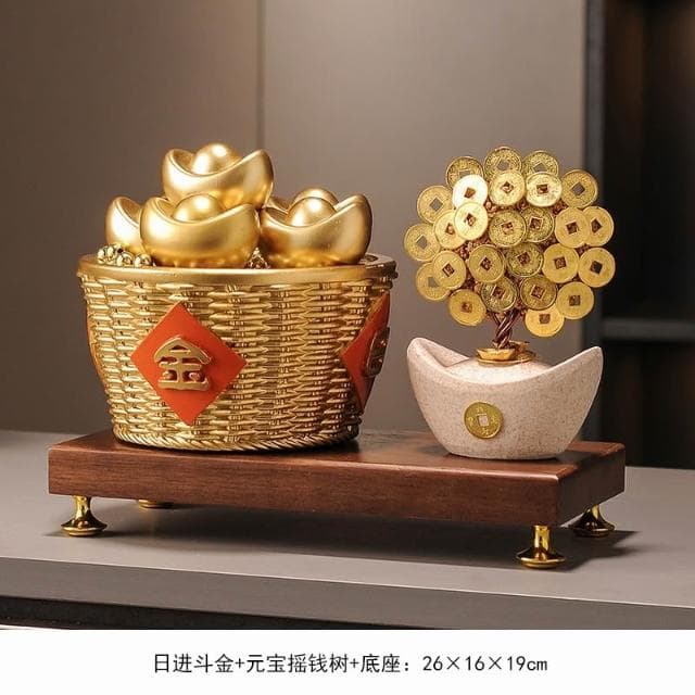 日進斗金擺件 元寶招財貓裝飾 客廳辦公室酒櫃高檔喬遷新居開業禮物 玄關擺件 招財擺飾 入厝禮物 家居