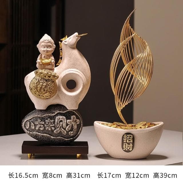 八方來財馬上有錢擺件 客廳酒櫃電視櫃辦公室桌面裝飾喬遷開業禮物 玄關擺件 招財擺飾 入厝禮物 家居裝