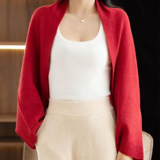 比比優精選 新款百搭純羊毛披肩女純色寬松圍巾氣質圍脖保暖外套潮