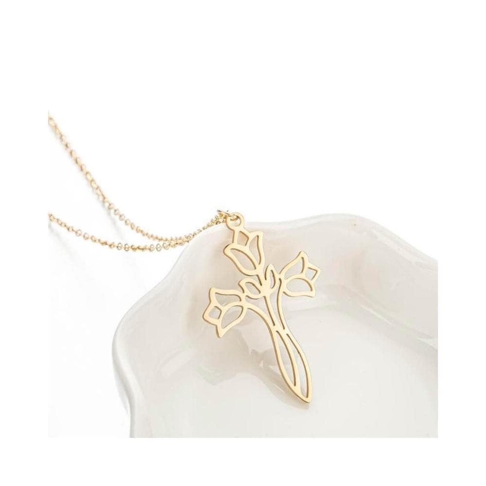 【谷中百合花十字架鈦剛項鍊】 基督教 福音禮品 受洗禮物 生日 聖誕節 禮物 耶穌 搬家喬遷 聖經故事 恩典之約禮物店