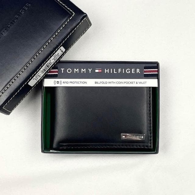 【TOMMY HILFIGER】TOMMY HILFIGER 短夾 兩色 銘版 含零錢袋 皮夾 錢包 短夾 LOGO 生日禮物 禮盒 #7127