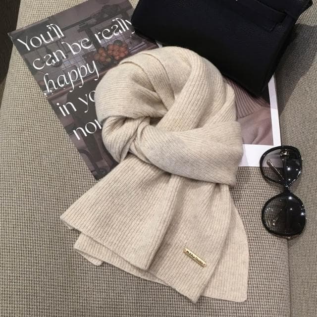 梵花 韓系美拉德色百搭100%純羊毛圍巾女加長披肩情侶純色羊絨圍脖