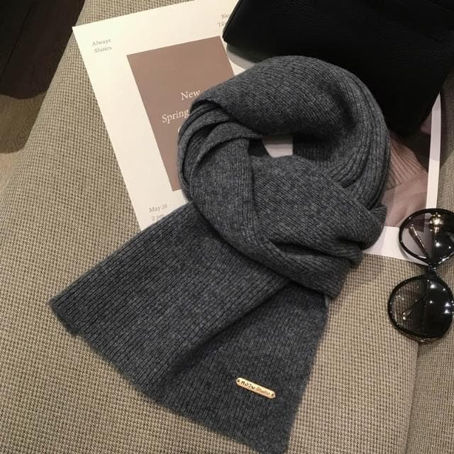 梵花 韓系美拉德色百搭100%純羊毛圍巾女加長披肩情侶純色羊絨圍脖