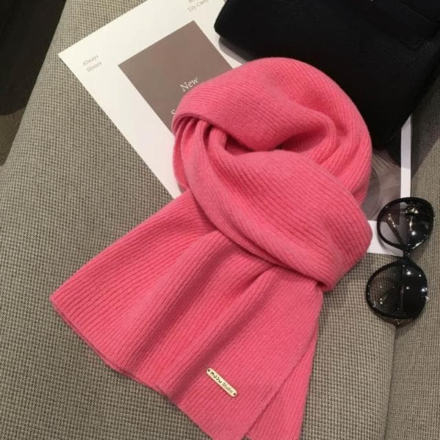 梵花 韓系美拉德色百搭100%純羊毛圍巾女加長披肩情侶純色羊絨圍脖