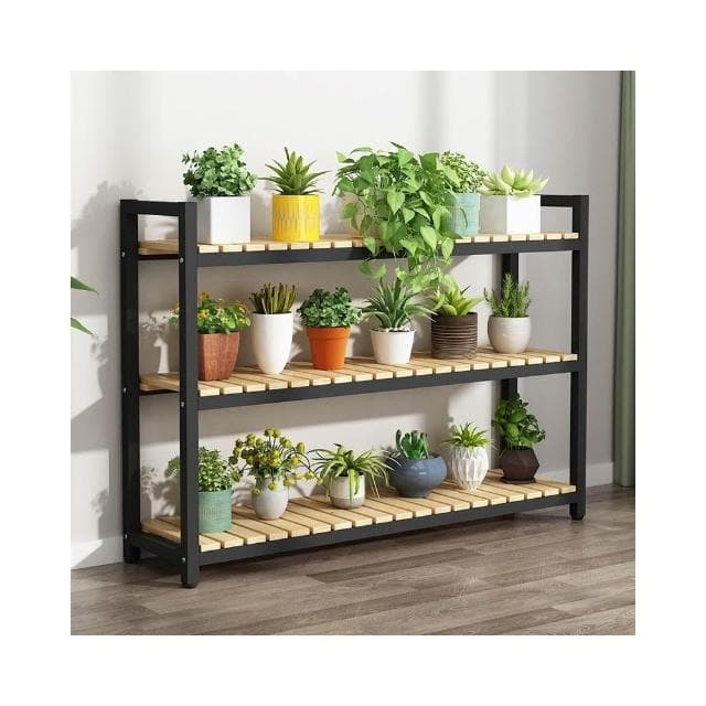 實木鐵藝花架 多肉綠蘿花盆架 客廳多層花卉置物架 室內植物架 可定製花架台 置地式花架 盆栽架 客廳