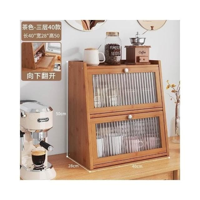 桌上收納櫃 杯子收納櫃 辦公室放茶具水杯置物架 收納櫃 廚房餐具防塵儲物櫃 餐具收納櫃