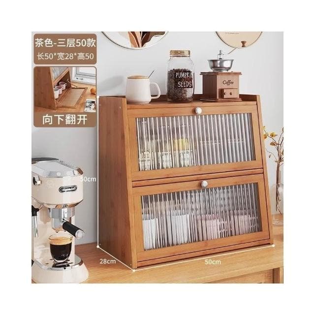 桌上收納櫃 杯子收納櫃 辦公室放茶具水杯置物架 收納櫃 廚房餐具防塵儲物櫃 餐具收納櫃