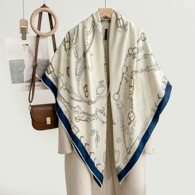 好夢想精品館  雙面異色真絲羊毛140絲巾重工高級感絲毛大披肩秋冬百搭保暖圍巾