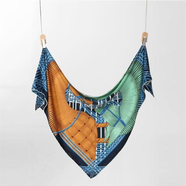 好夢想精品館  高檔真絲羊毛大三角巾印花大氣春秋氣質保暖辦公室圍巾女披肩