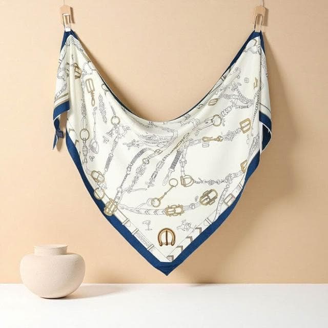 好夢想精品館  高檔真絲羊毛大三角巾印花大氣春秋氣質保暖辦公室圍巾女披肩