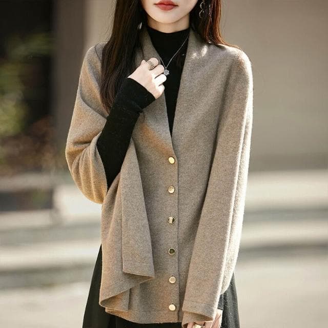 好夢想精品館  秋冬100%羊毛大披肩圍巾針織開衫外套女氣質不規則鬥篷