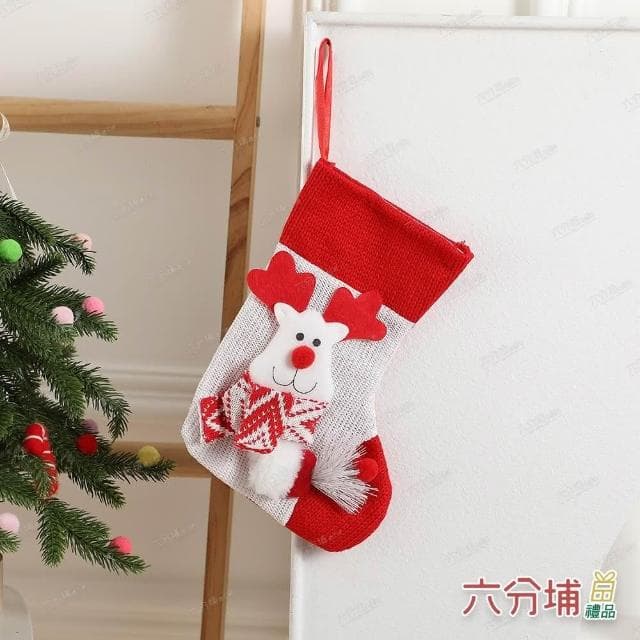 【六分埔禮品】27*18cm拿聖誕樹枝人物聖誕襪-多款任選(聖誕節擺飾耶誕節居家節慶配件節慶裝飾聖誕襪禮物襪)