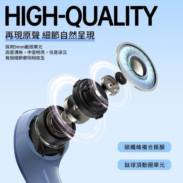 【ACEFAST】WEiZ 官方旗艦店 Crystal T9 小晶彩真無線藍牙耳機 無線耳機 續航力6.5小時 LED數顯 降噪技術