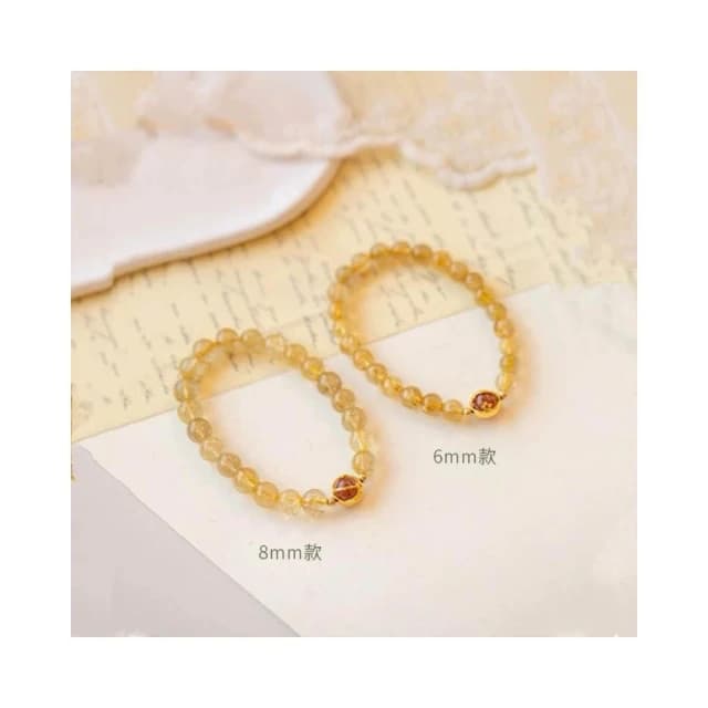 【開運堂】招財一夜暴富 黃水晶天然水晶金髮晶手鍊女生手串禮物轉運珠飾品 開運堂