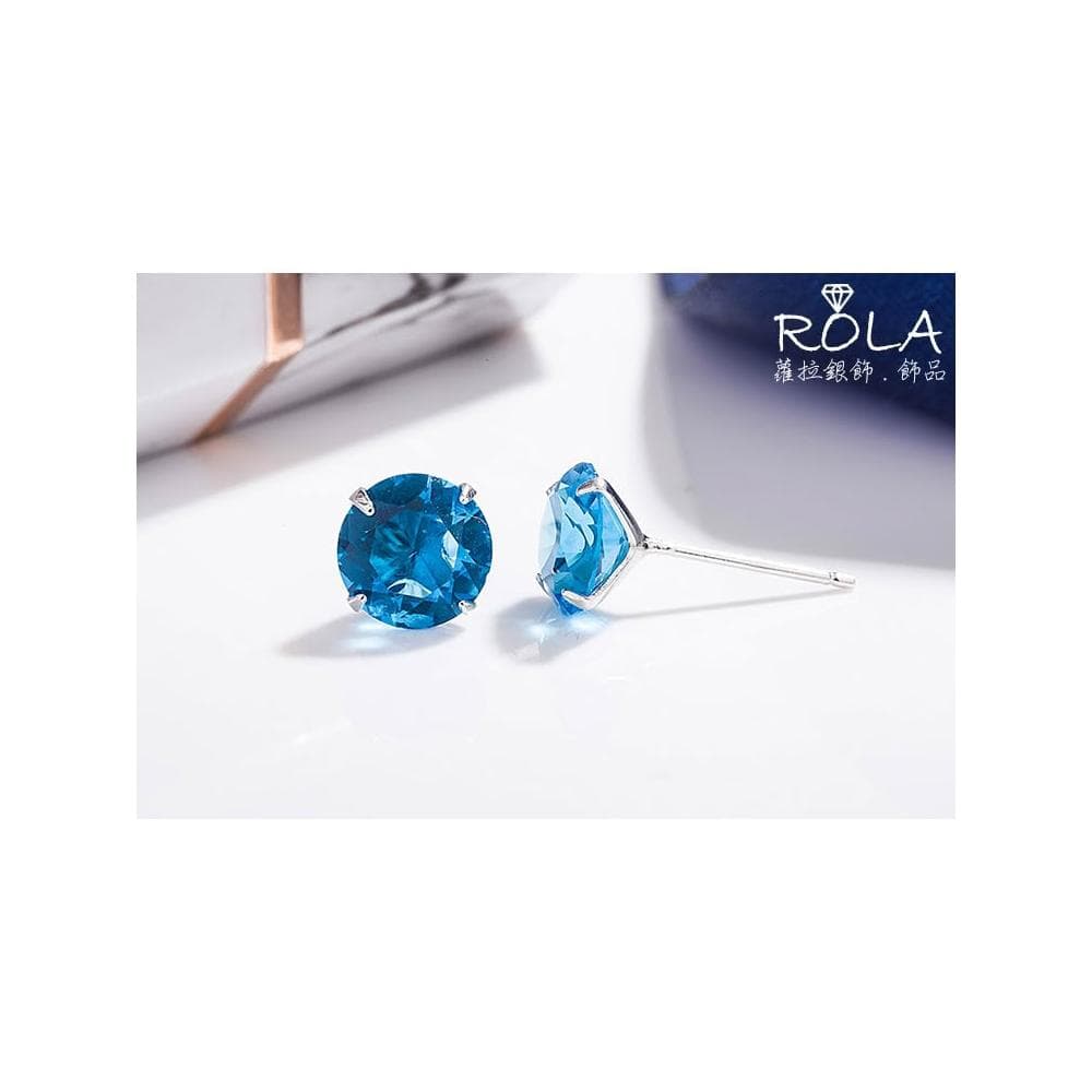 ROLA蘿拉銀飾.飾品 “現貨當天出” (一對價.3-6mm) 12色鋯石水鑽單鑽999足銀純銀耳針耳環養耳針 1-3.