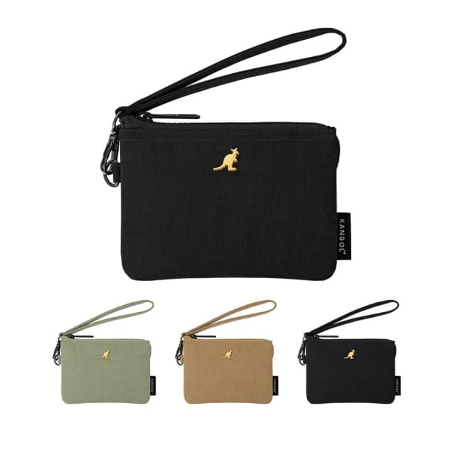 【KANGOL】英國 袋鼠 零錢包  61251785(錢包 三層 皮夾 短夾 尼龍 防潑水 防水 多夾層 手拿包)