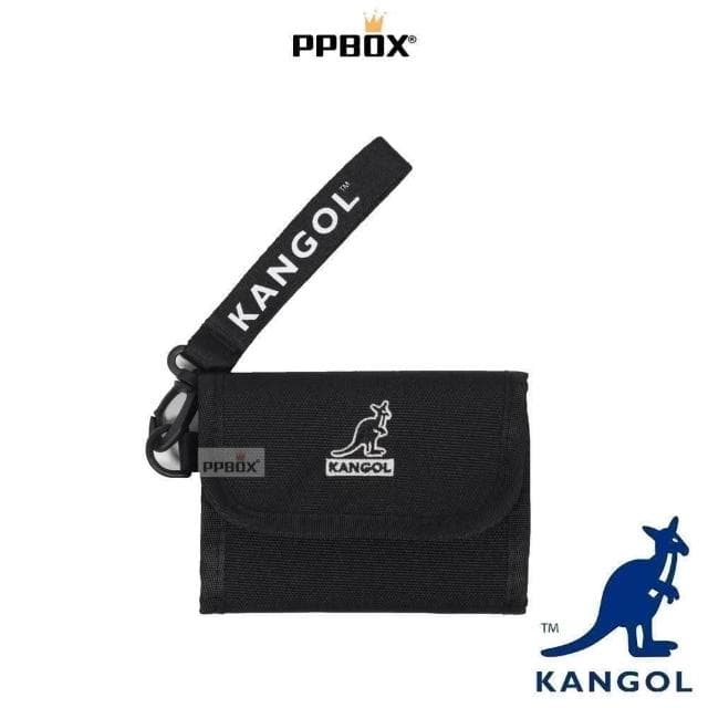 【KANGOL】英國 袋鼠 零錢包  61251785(錢包 三層 皮夾 短夾 尼龍 防潑水 防水 多夾層 手拿包)